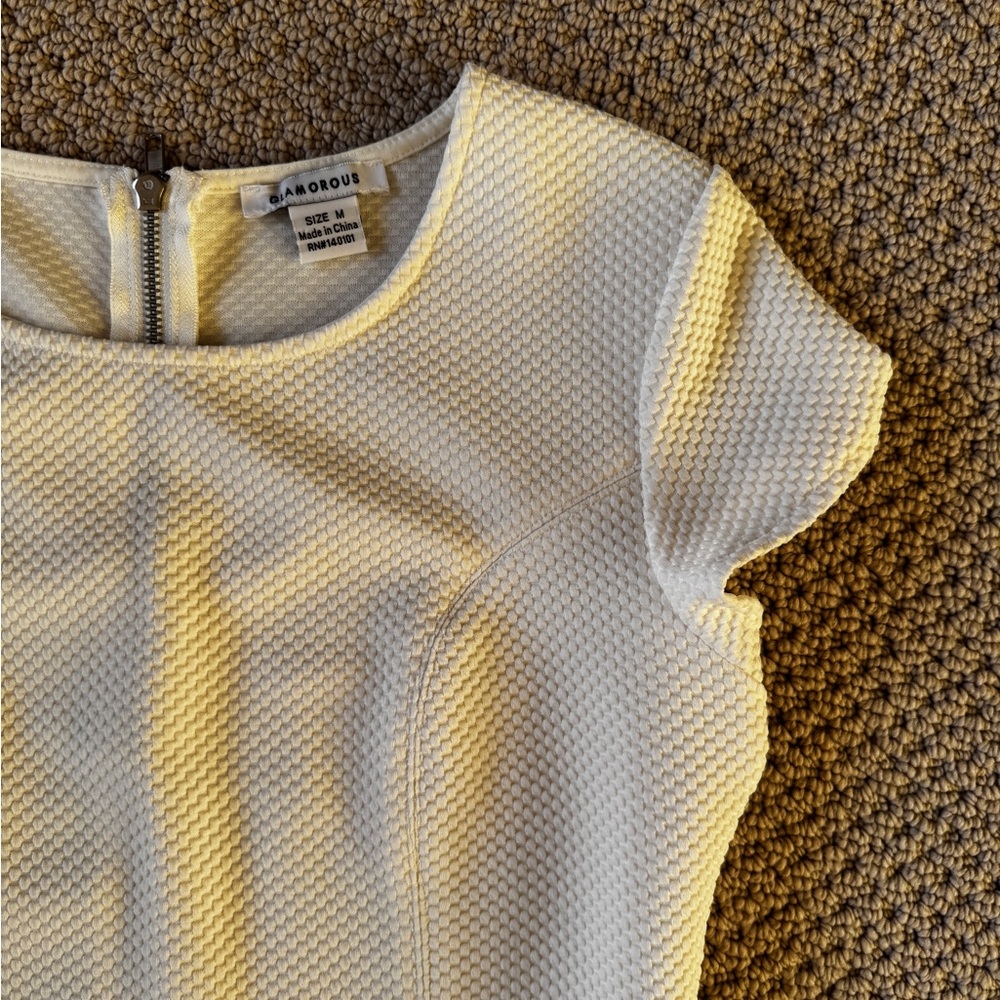 Glamorous White Textured crop Top - Picture 2 of 5